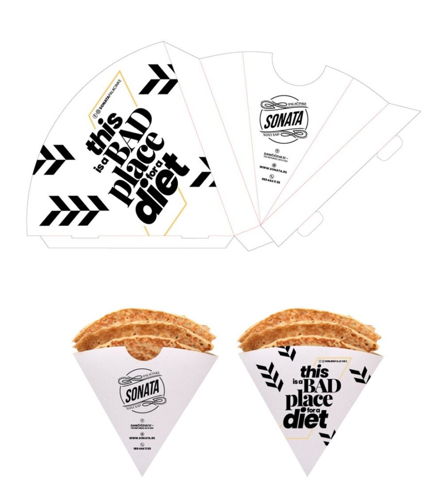 Pancake cone and box - folding template and finished artwork