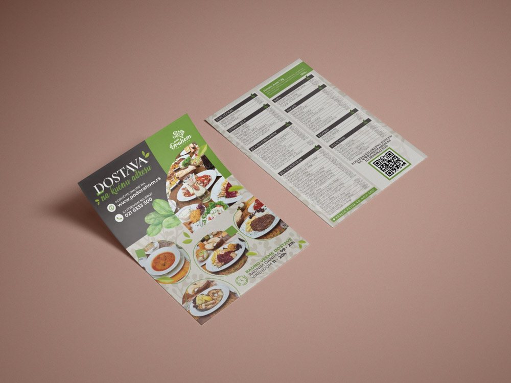 Home delivery flyer with photos of the offer