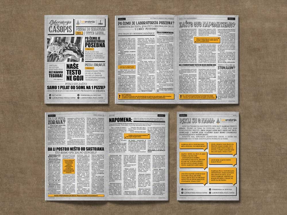 Advertising flyer designed as a four-page newspaper insert