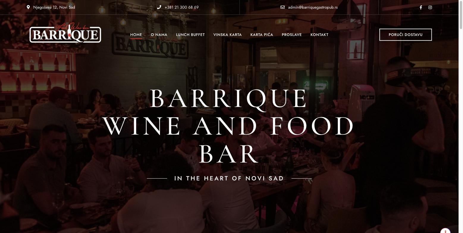 Barrique Gastro Pub — sajt