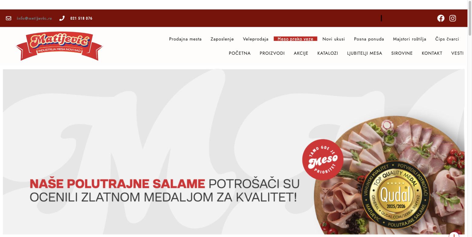 Industrija mesa Matijević — sajt