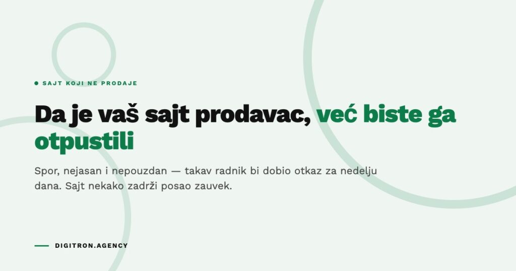 Sajt koji ne prodaje — spor, nejasan i nepouzdan