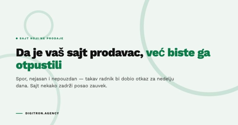 Sajt koji ne prodaje — spor, nejasan i nepouzdan