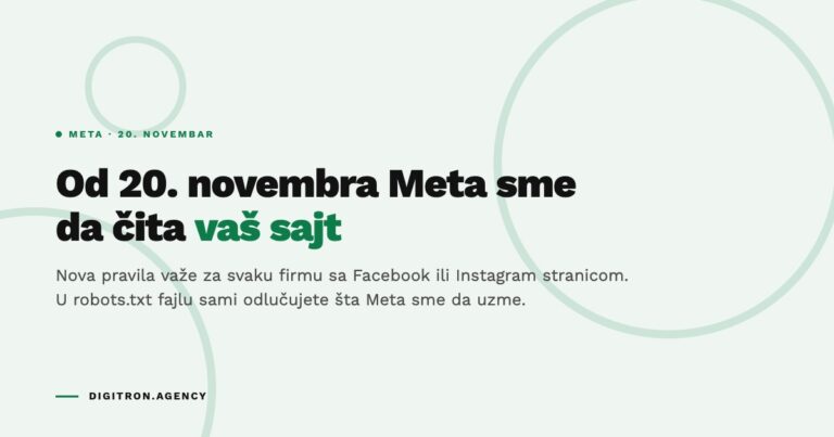 Od 20. novembra Meta sme da čita vaš sajt: nova pravila i robots.txt